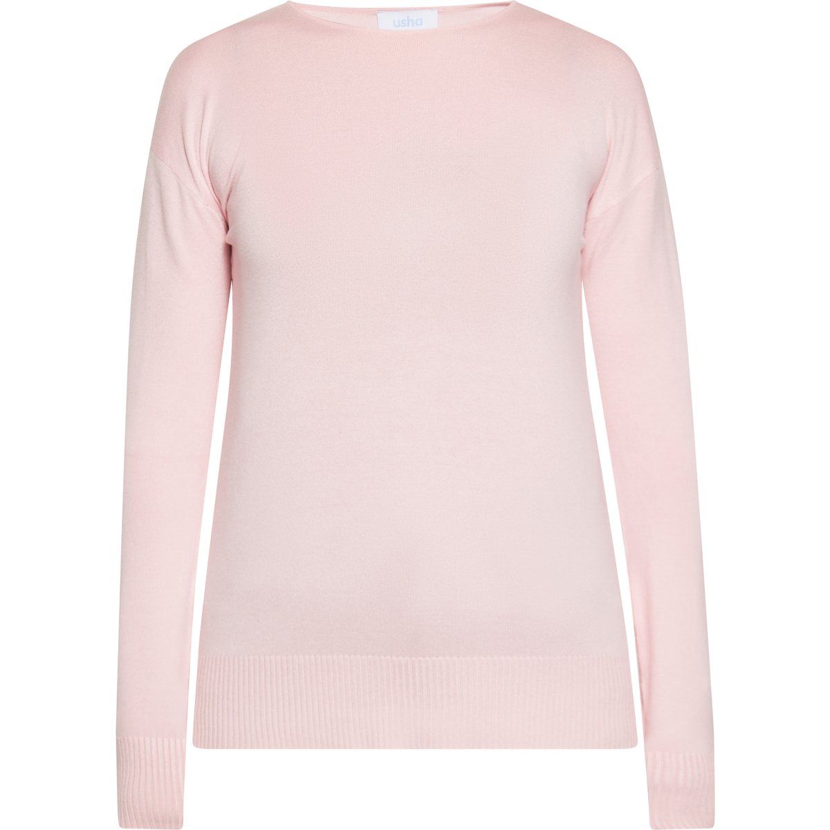 Klassischer hellrosa Strickpullover