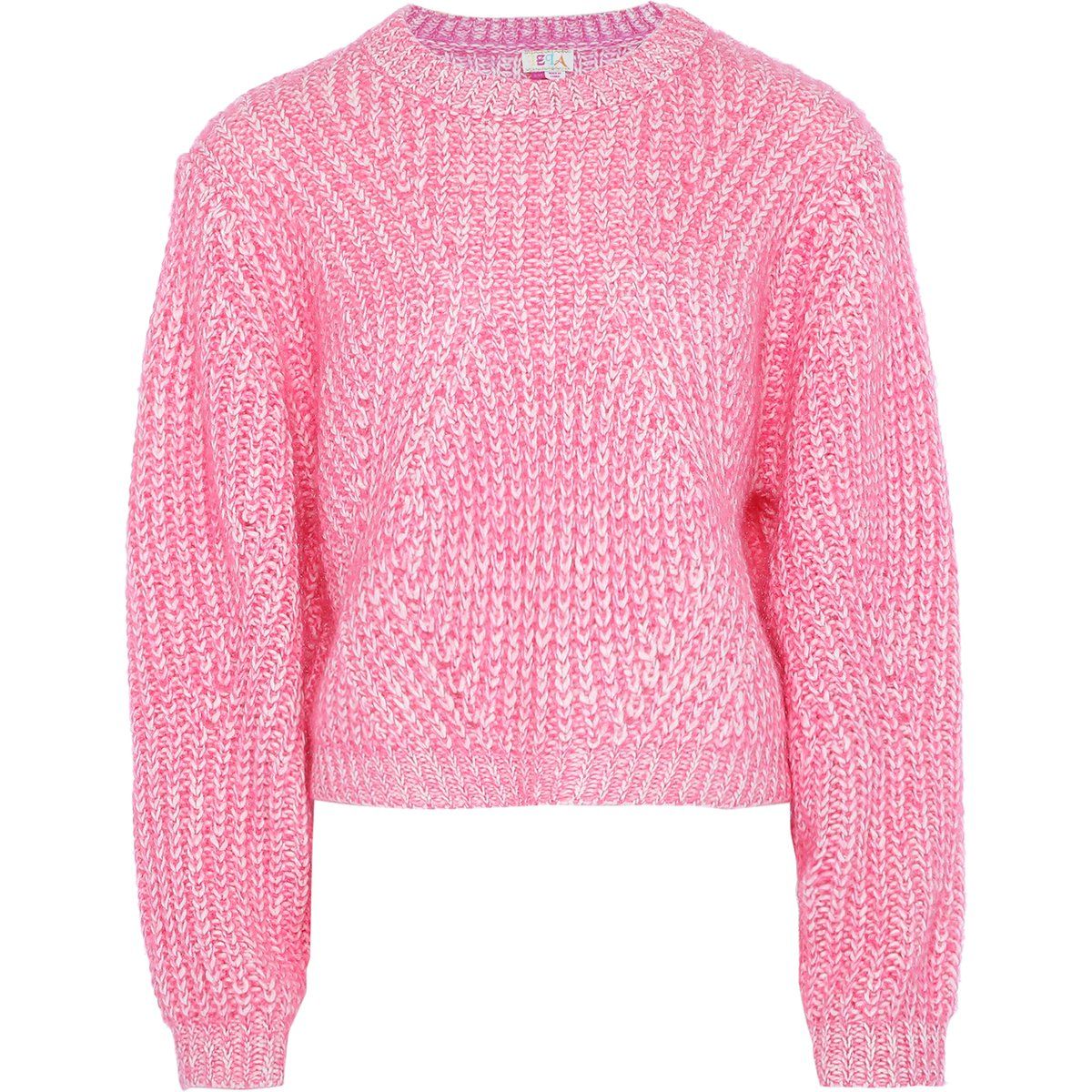 Kurzer, rosafarbener Strickpullover mit Textur
