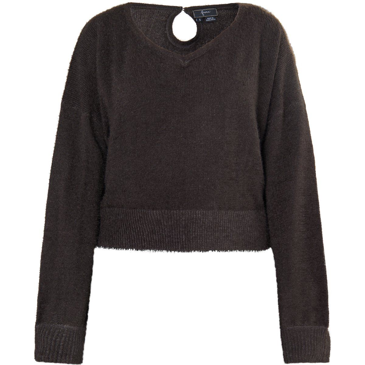 Kuscheliger V-Ausschnitt Pullover mit Cutout-Rücken