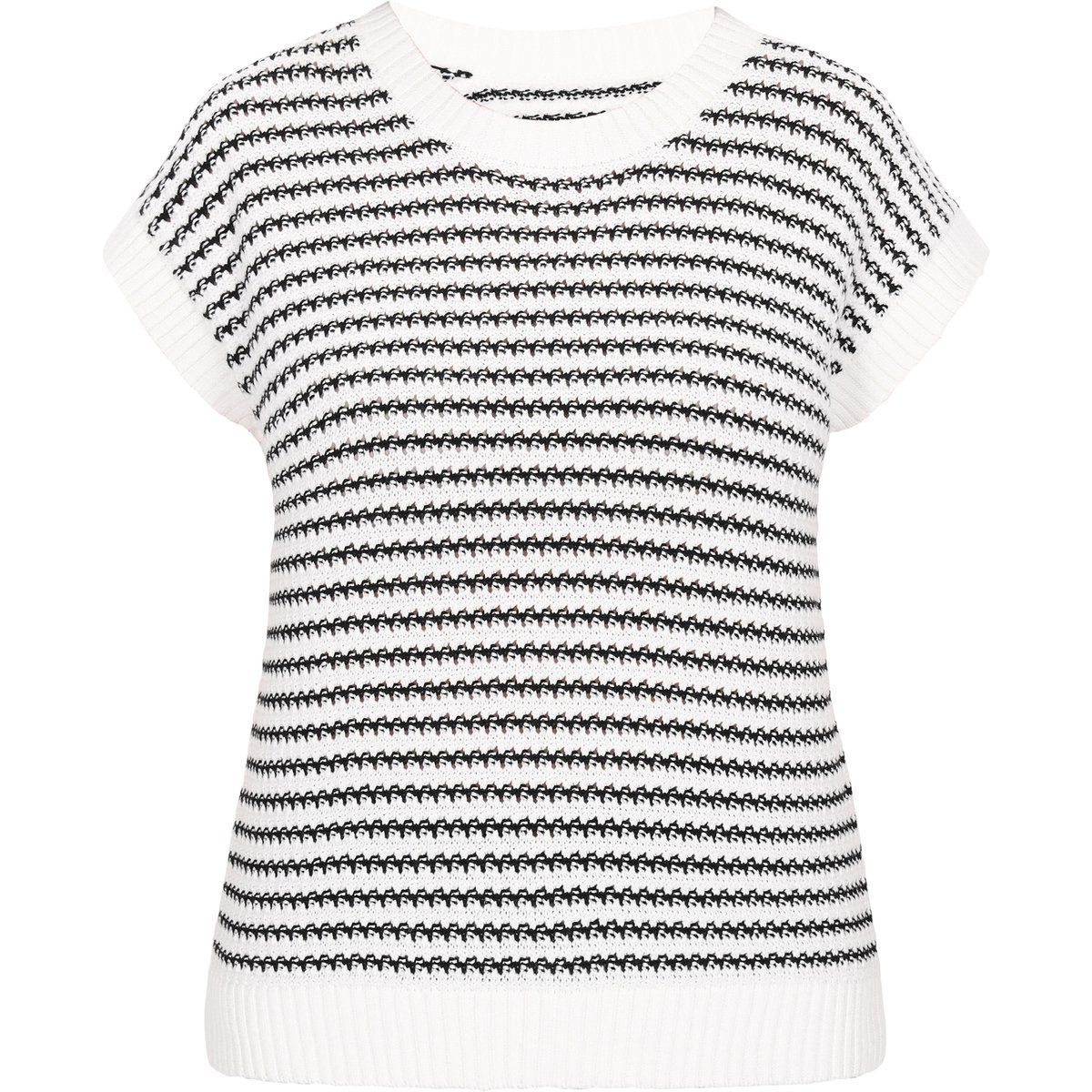 Gestreiftes Strickoberteil mit kurzen Ärmeln