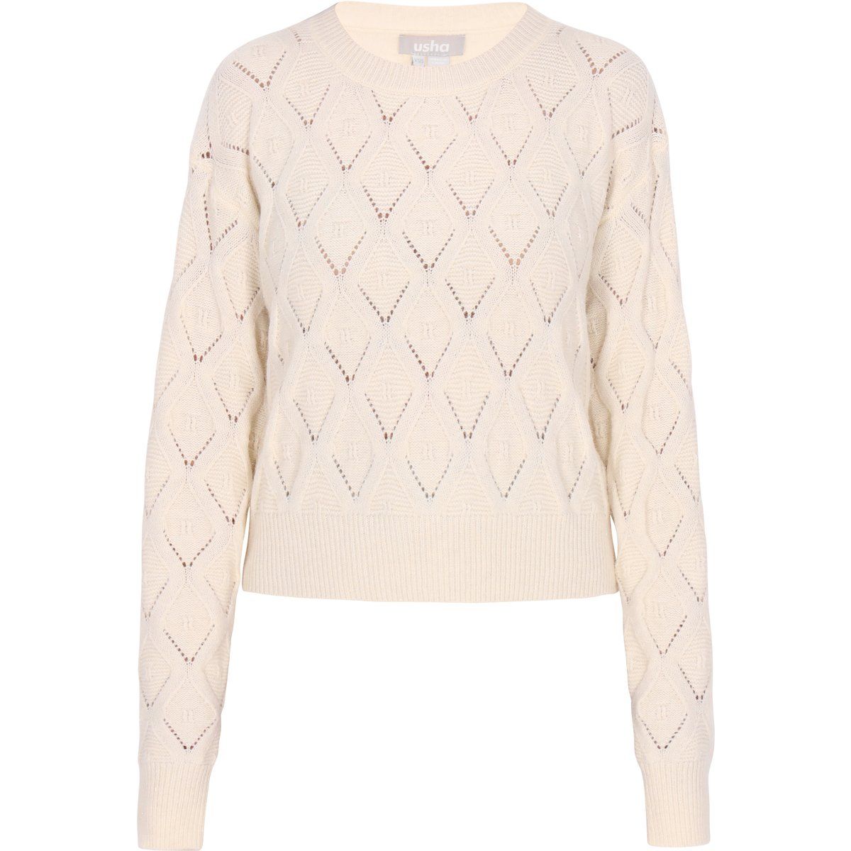 Pullover mit offenem Strickmuster und Rauten