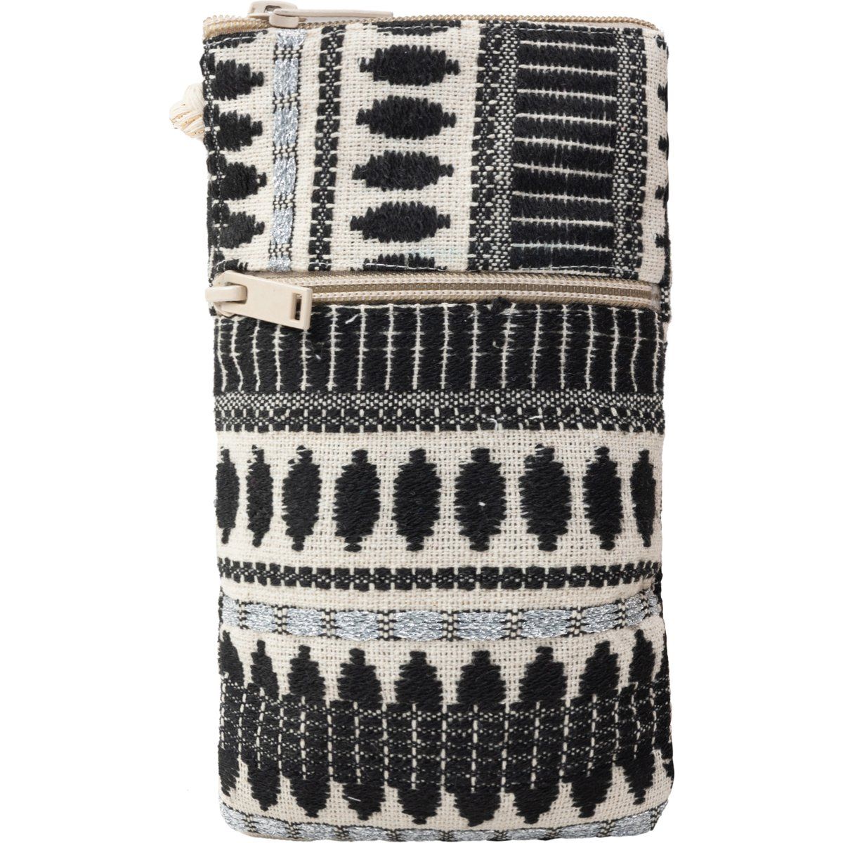 Boho Schwarz-weiße Handytasche