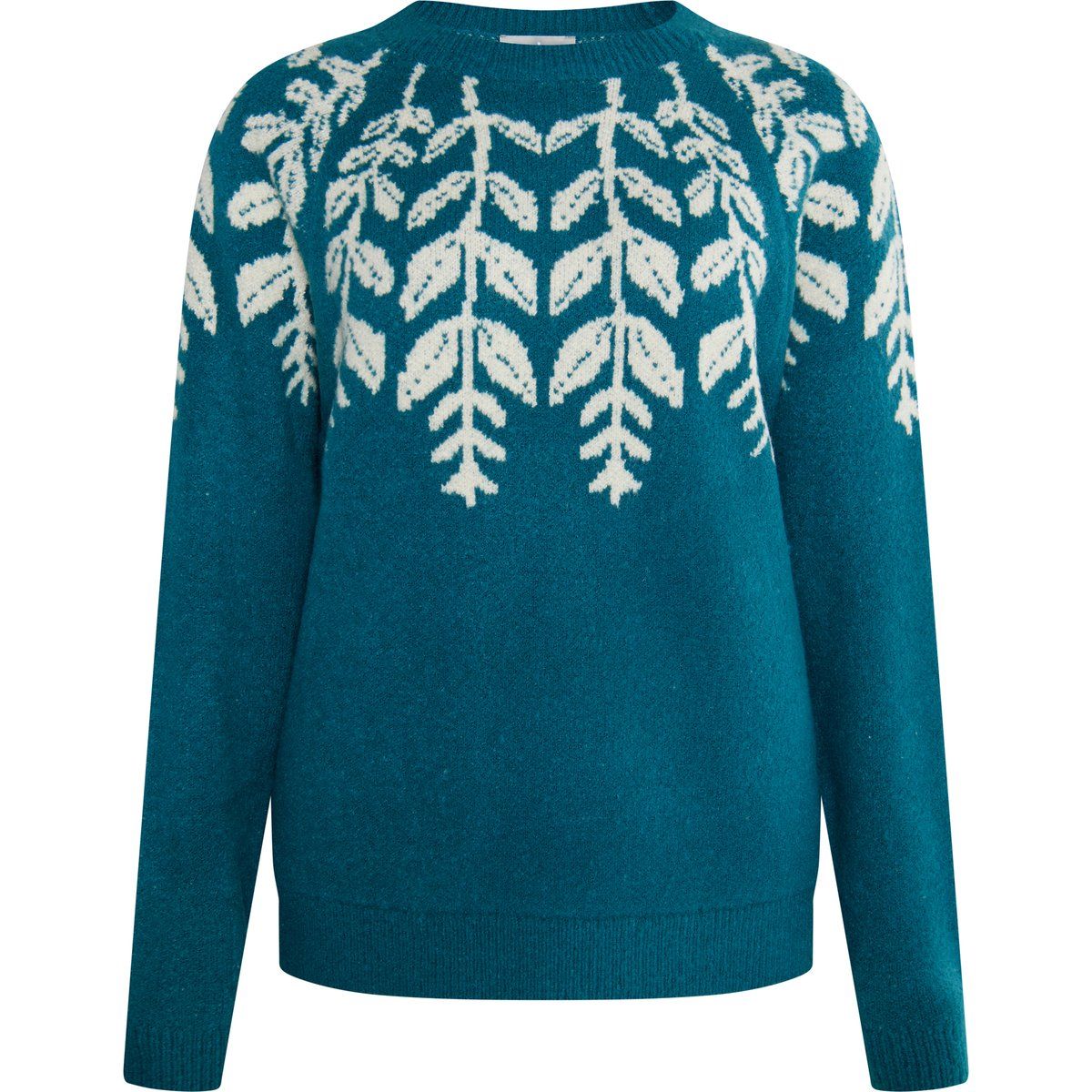 Floral Intarsia Strickpullover in Petrol