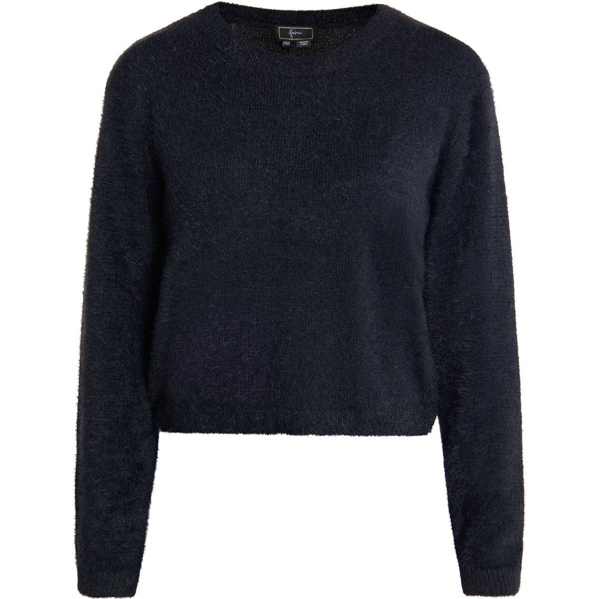 Klassischer Rundhals-Fuzzy-Strickpullover