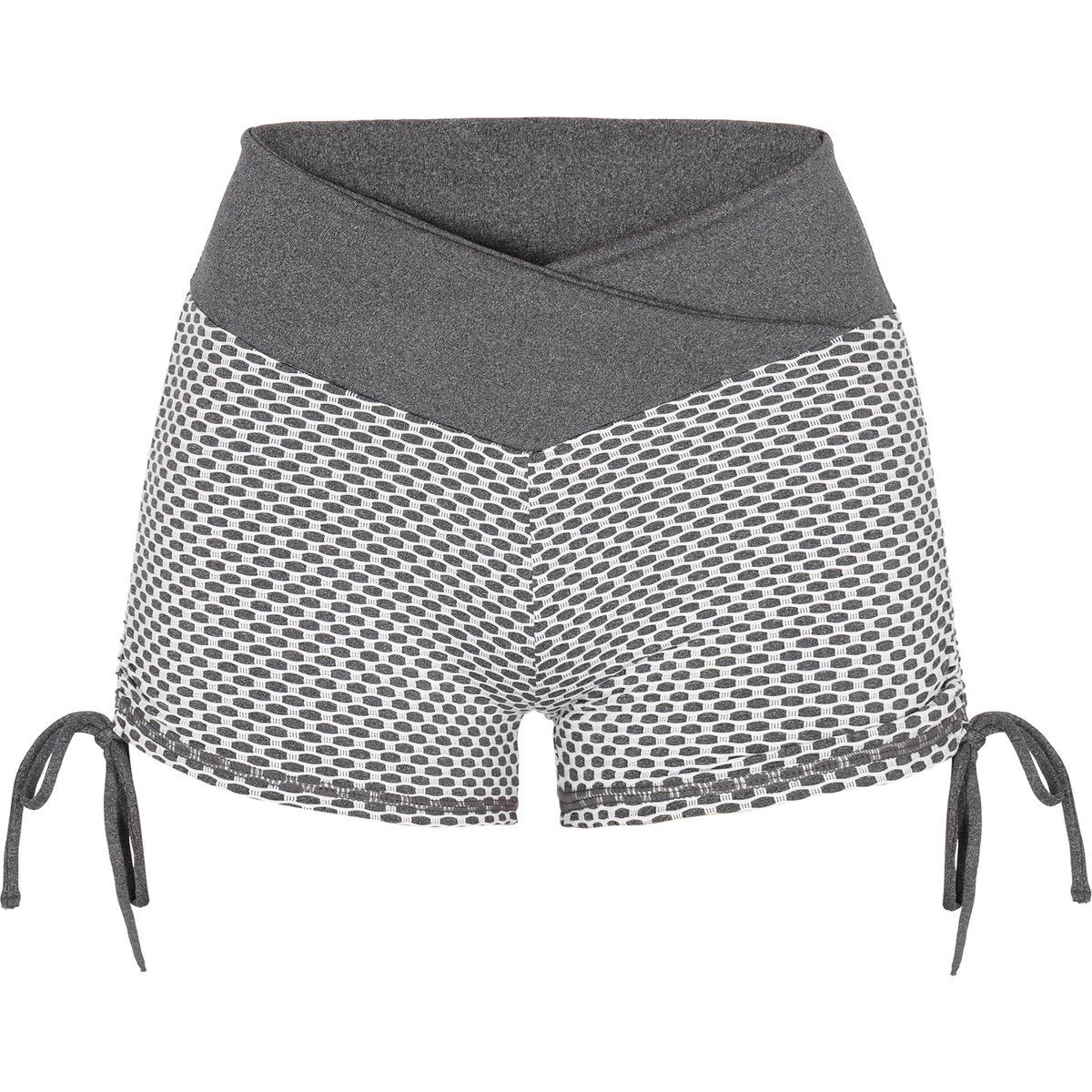 Graue, hoch taillierte, sportliche Shorts mit Kordelzug