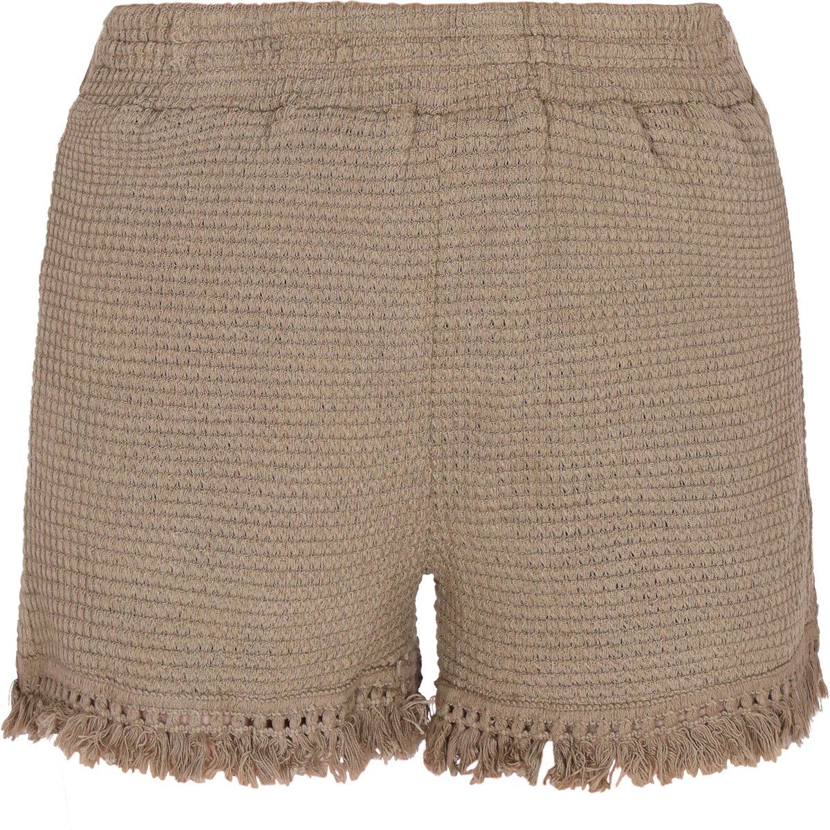 Boho-Waffelstrick-Shorts mit Fransen
