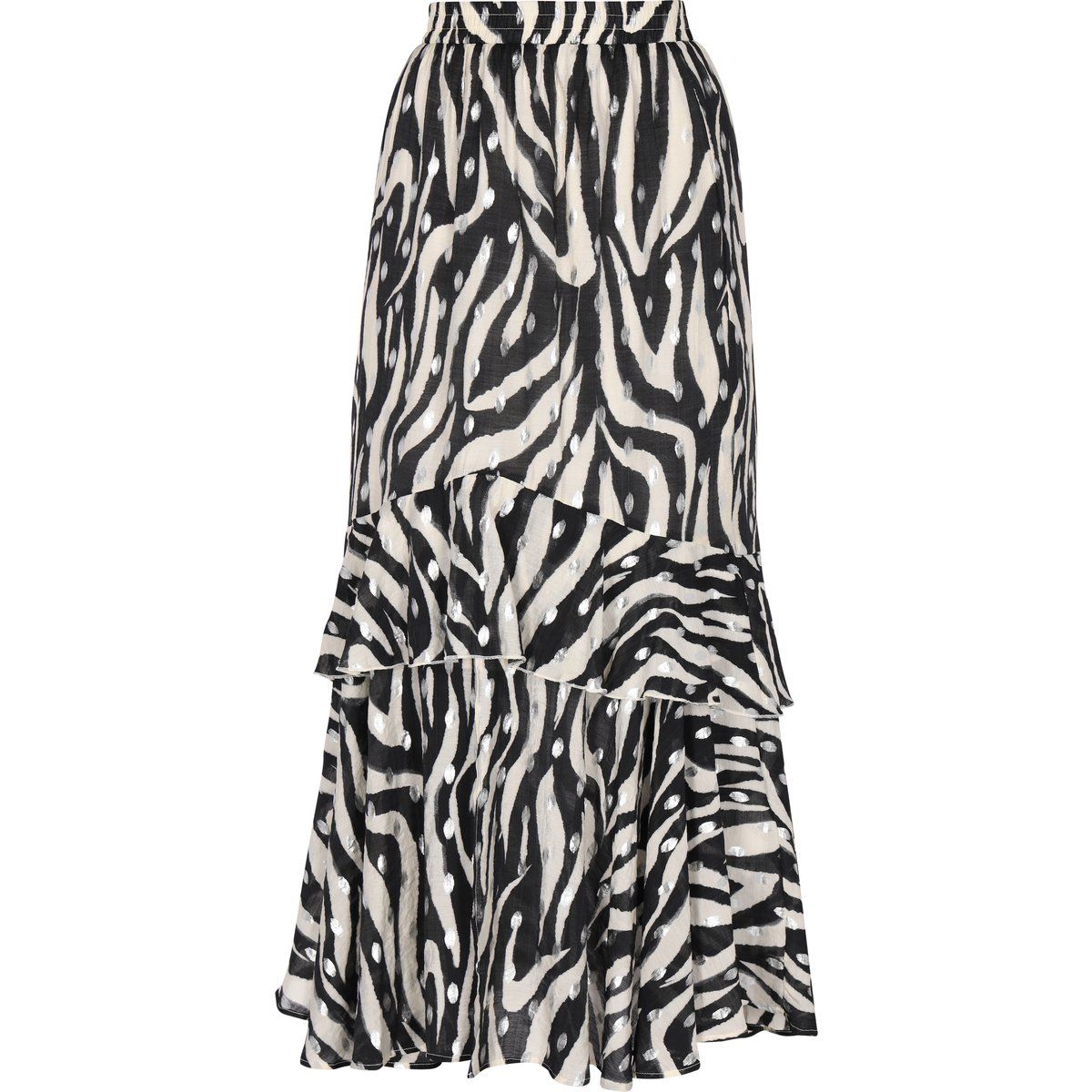 Gestufter Midirock mit Zebra-Muster