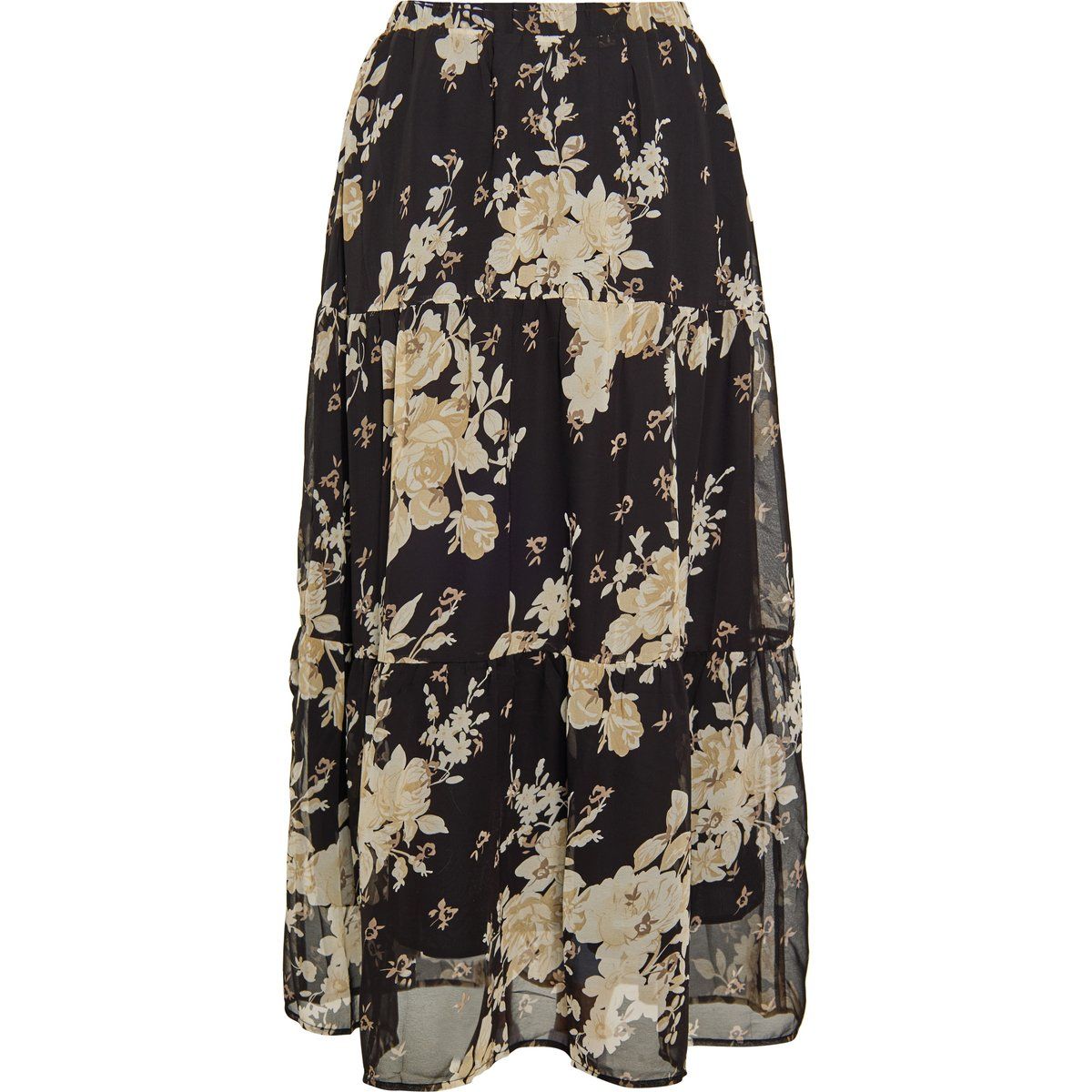 Maxi-Rock mit Blumenmuster und Stufen