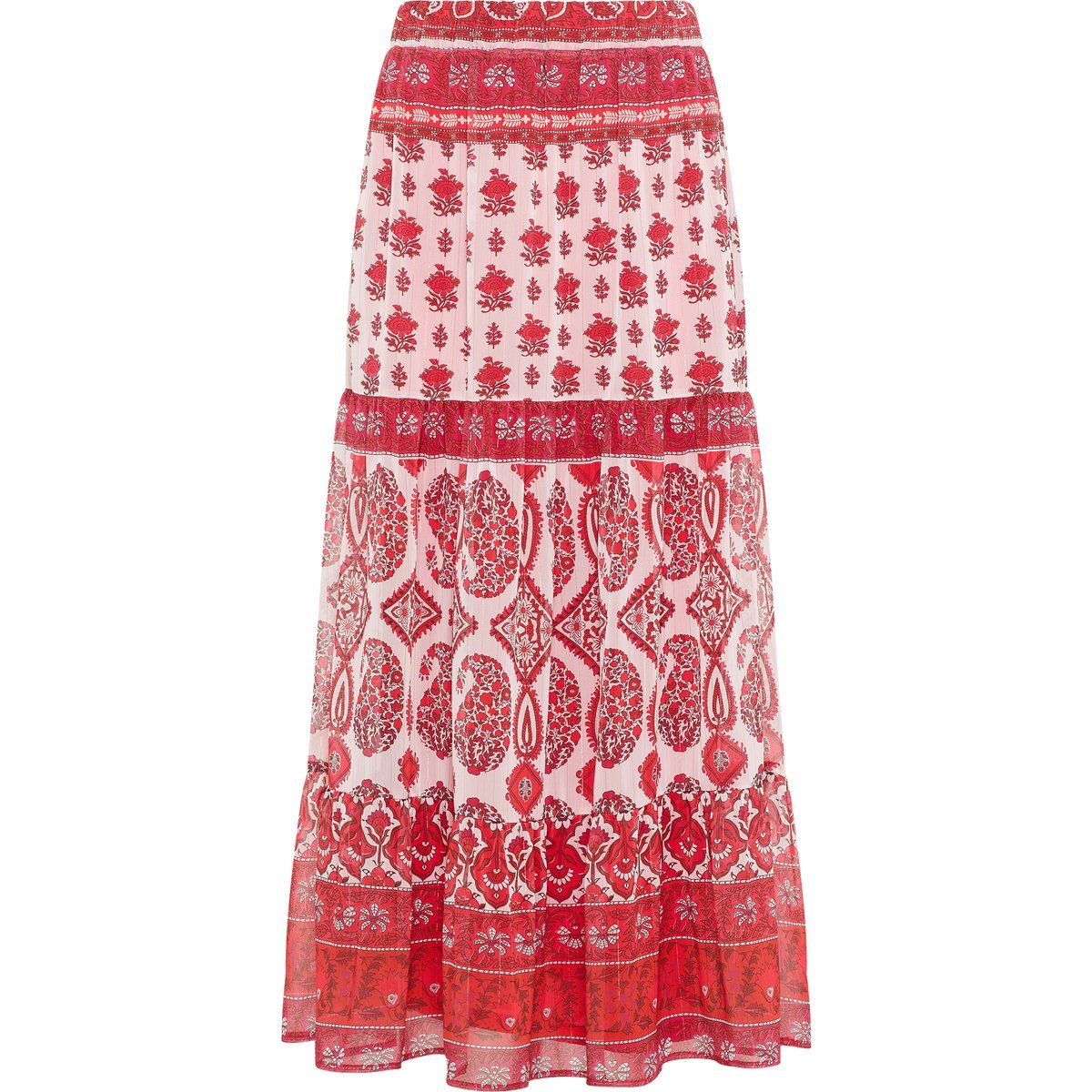 usha Gestufter Rock Damen Rot Mehrfarbig