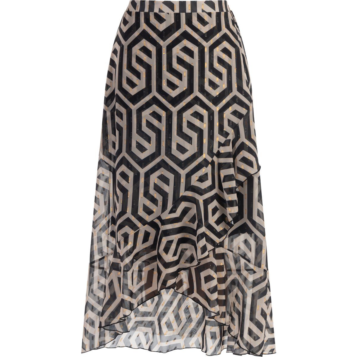 Faina Midirock Damen schwarz/beige