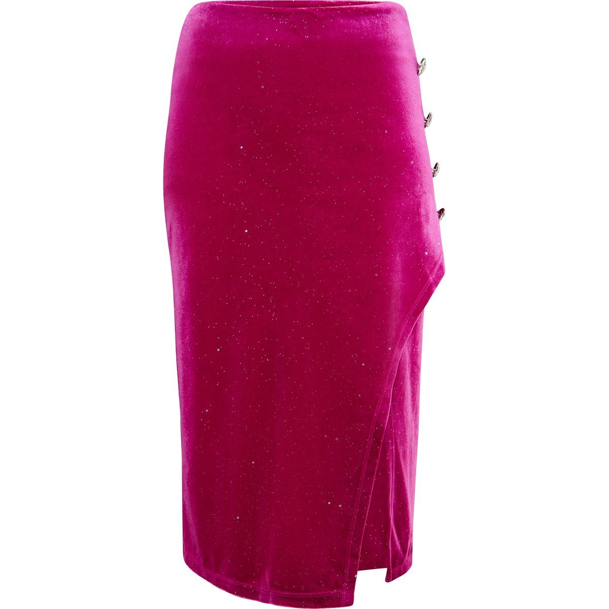 Asymmetrischer Samt-Midi-Rock mit Glitzer