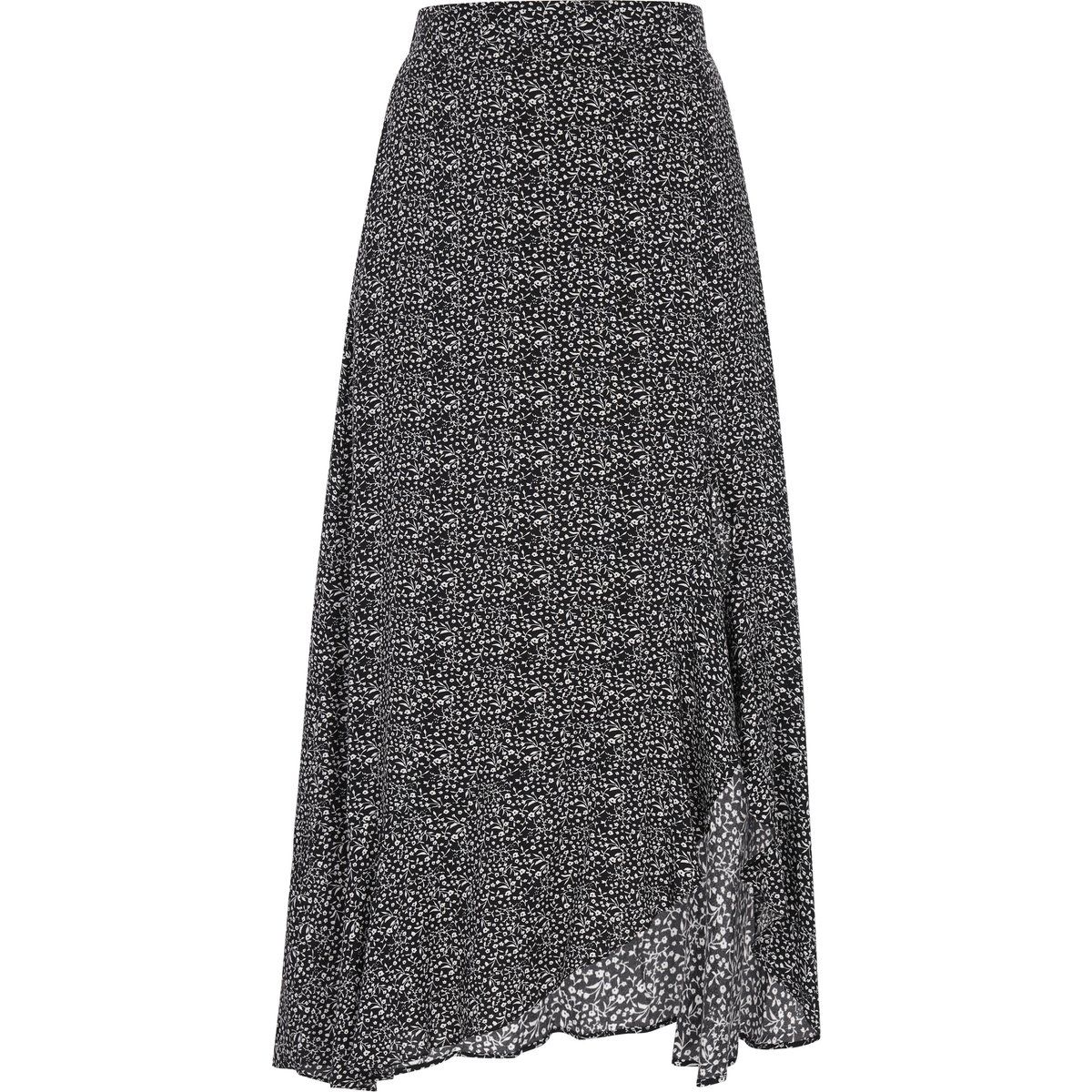 Eleganter Midi-Rock mit Blumendruck und Schlitz