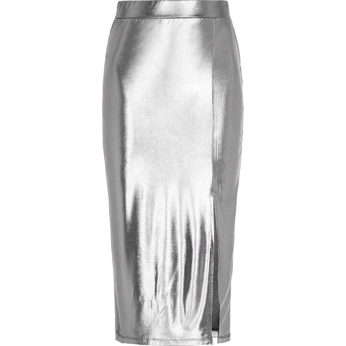 Metallic High-Waisted Midirock