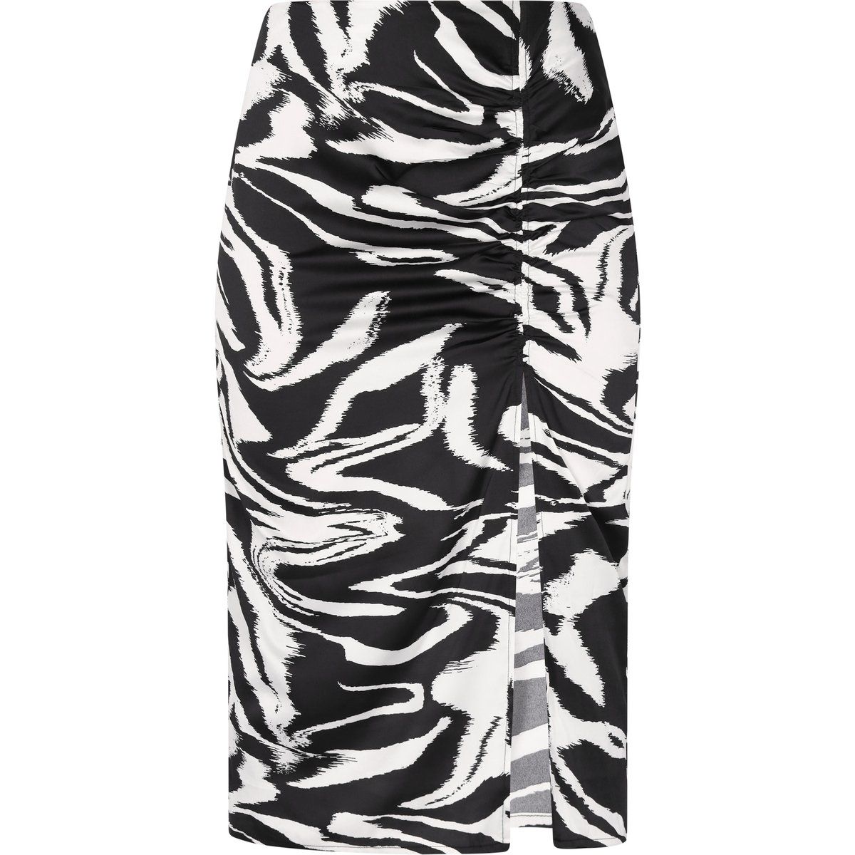 Zebra-Muster Midirock mit Raffung