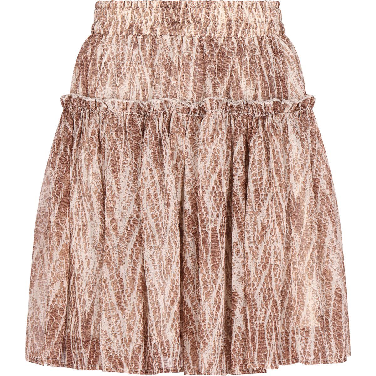 Geraffter Rock mit hoher Taille und Animal-Print