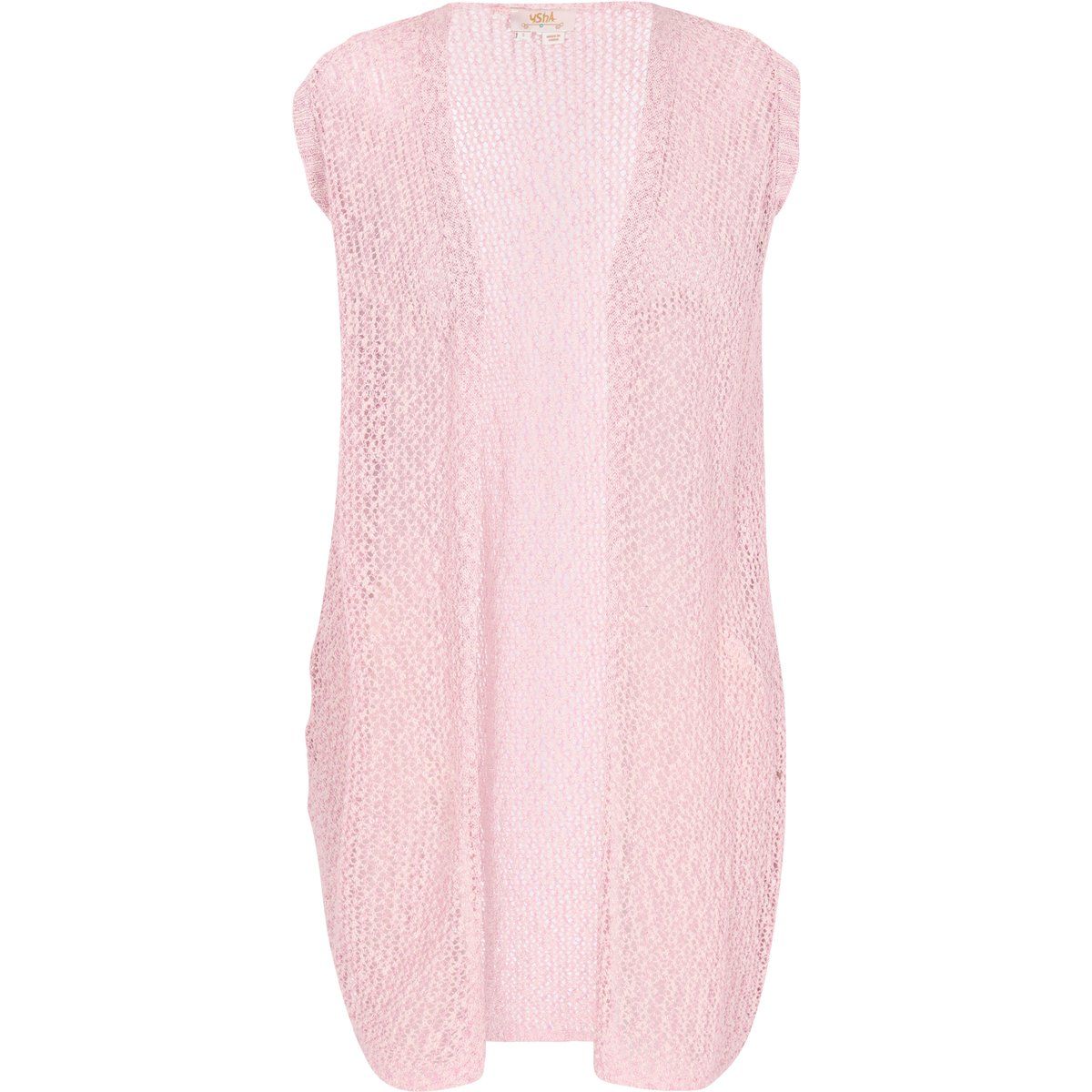 Ärmelloser, offener Strick Cardigan
