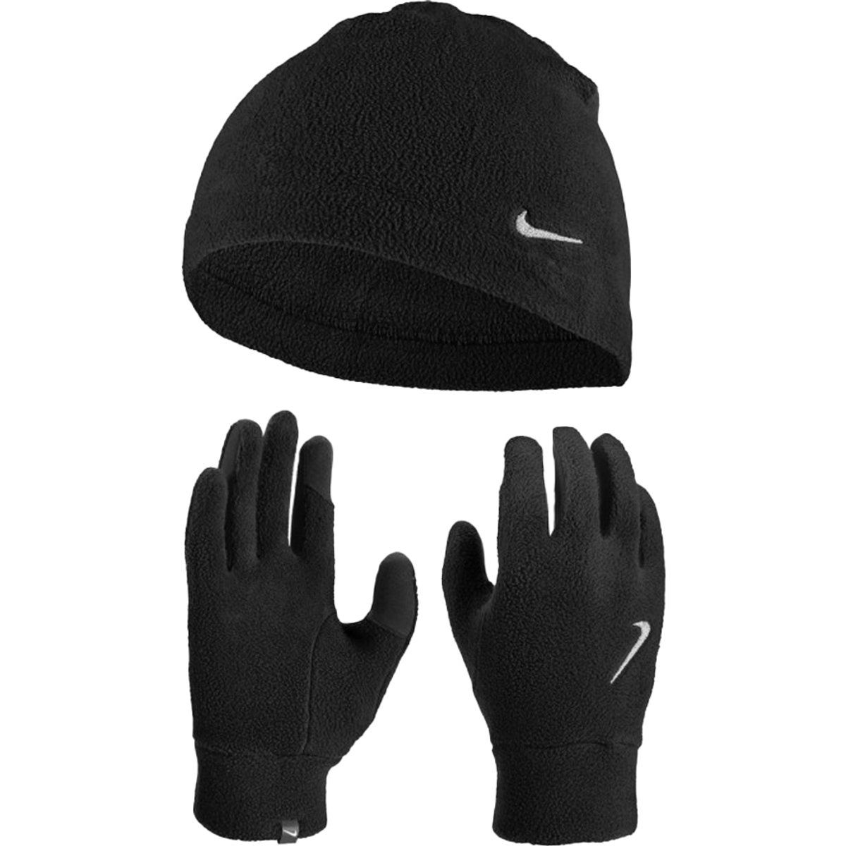 Nike - Logo-Mütze & Handschuhe, Fleece (Schwarz)