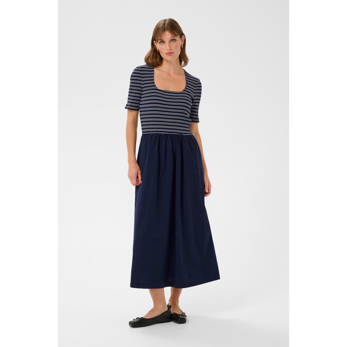 Gestreiftes Jersey-Midikleid