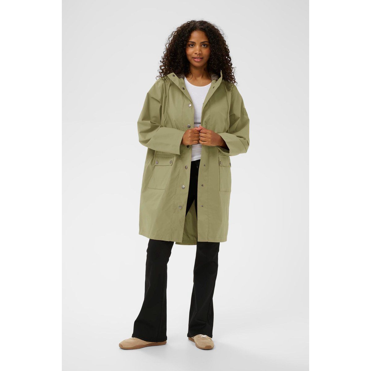 Parka Regenmantel mit Kapuze, lockere Passform