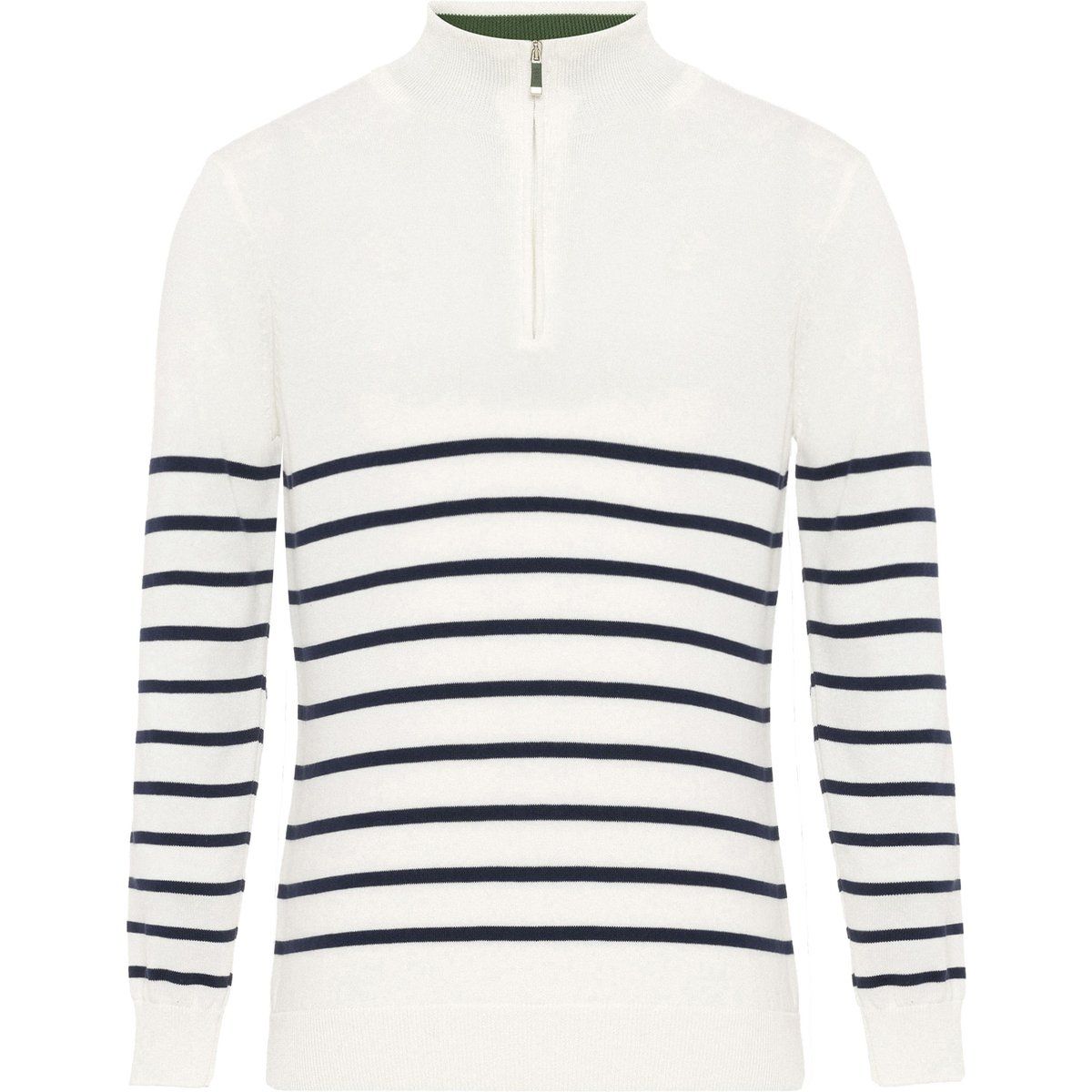 Gestreifter Pullover mit halbem Reißverschluss