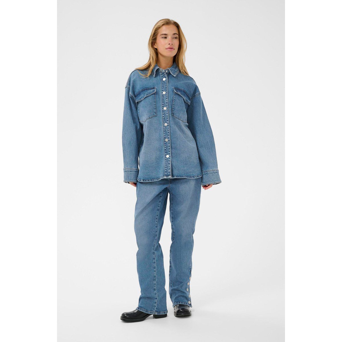 Locker geschnittenes Jeanshemd Jacke