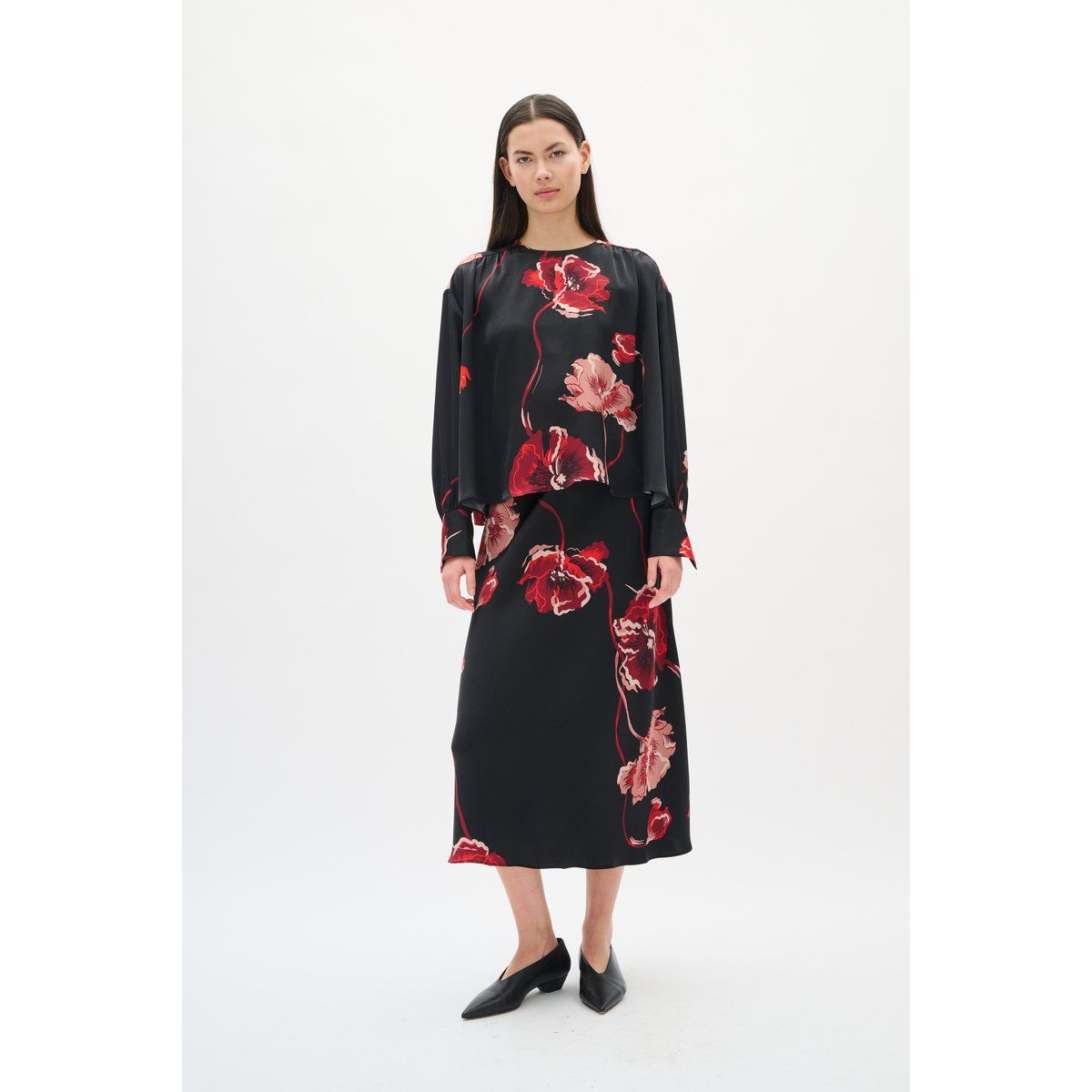 Eleganter Midirock mit Blumendruck