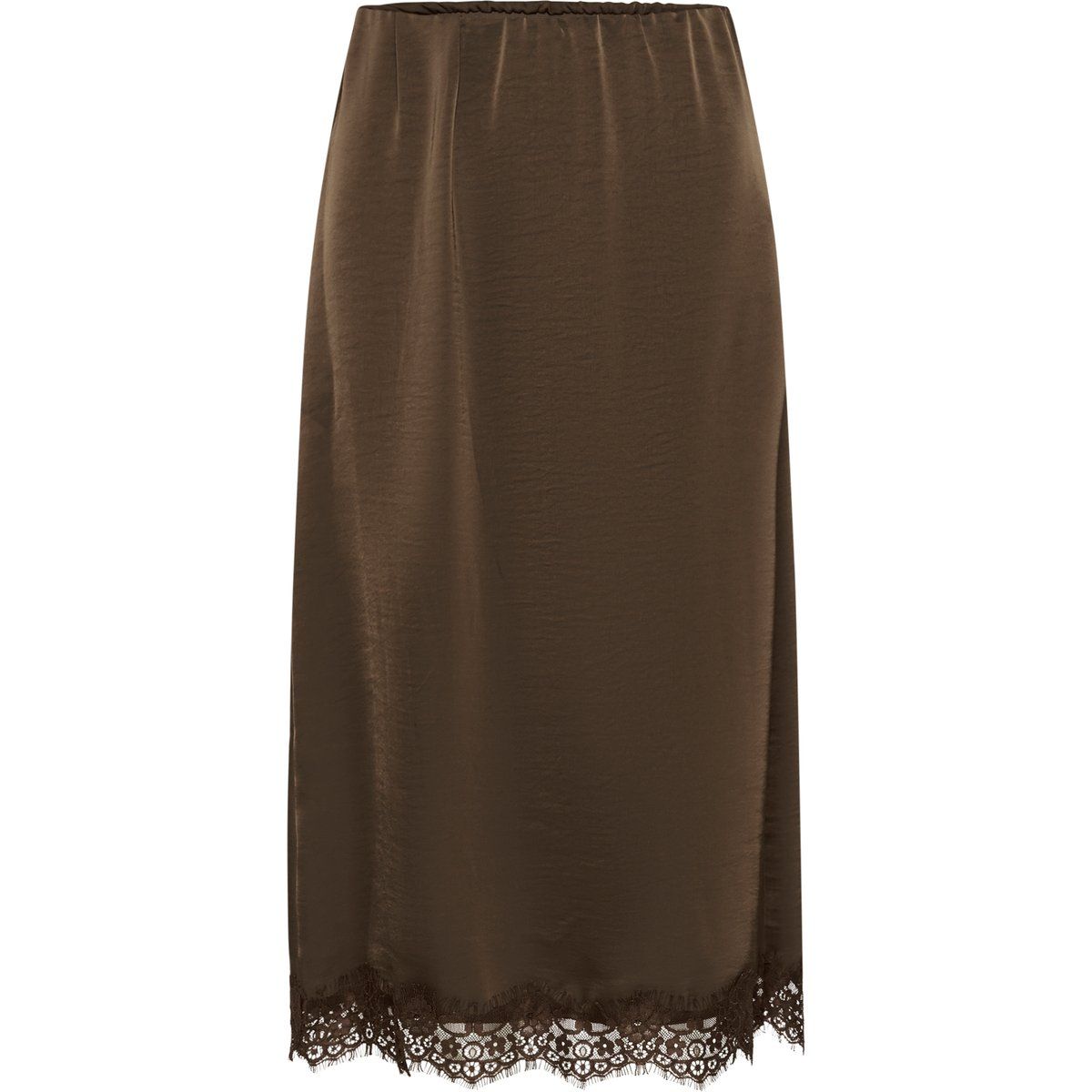 Satin Slipskirt mit Spitzensaum