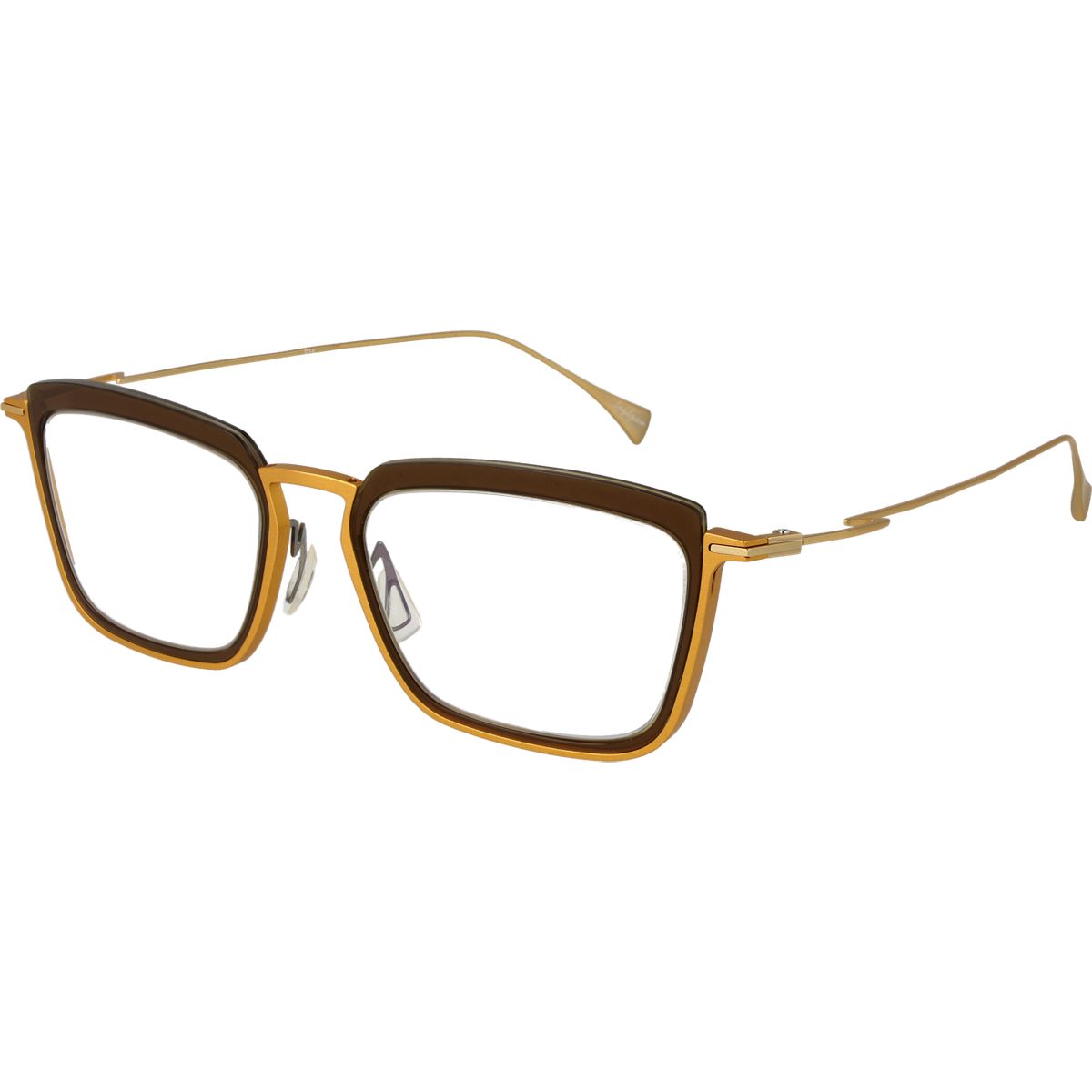 Rechteckige Brille mit goldenem Metallrahmen