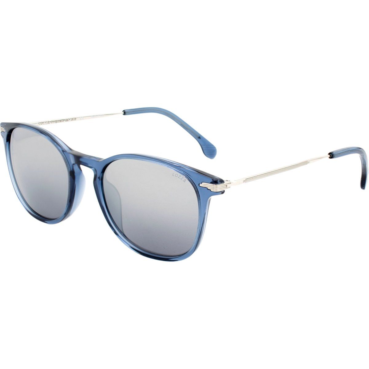 Sonnenbrille mit runden Gläsern und silbernen Bügeln