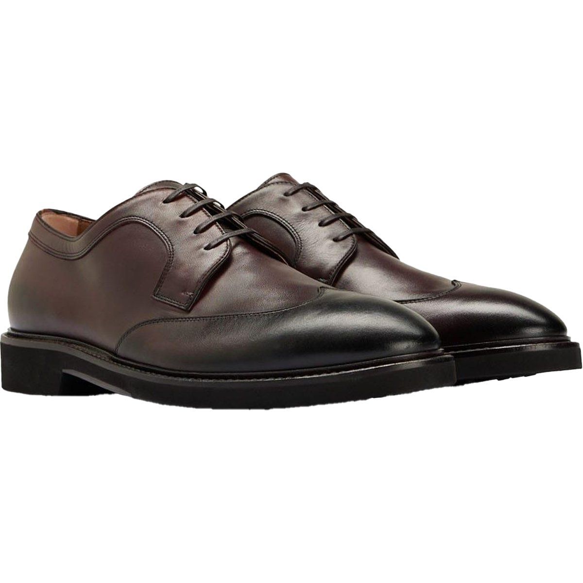 Derby-Schnürschuhe mit Kappe aus Leder