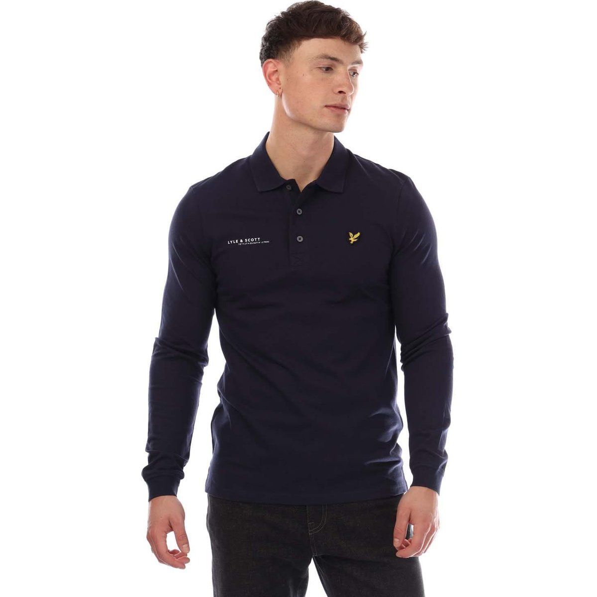 Herren Langarm Baumwoll Polo Shirt