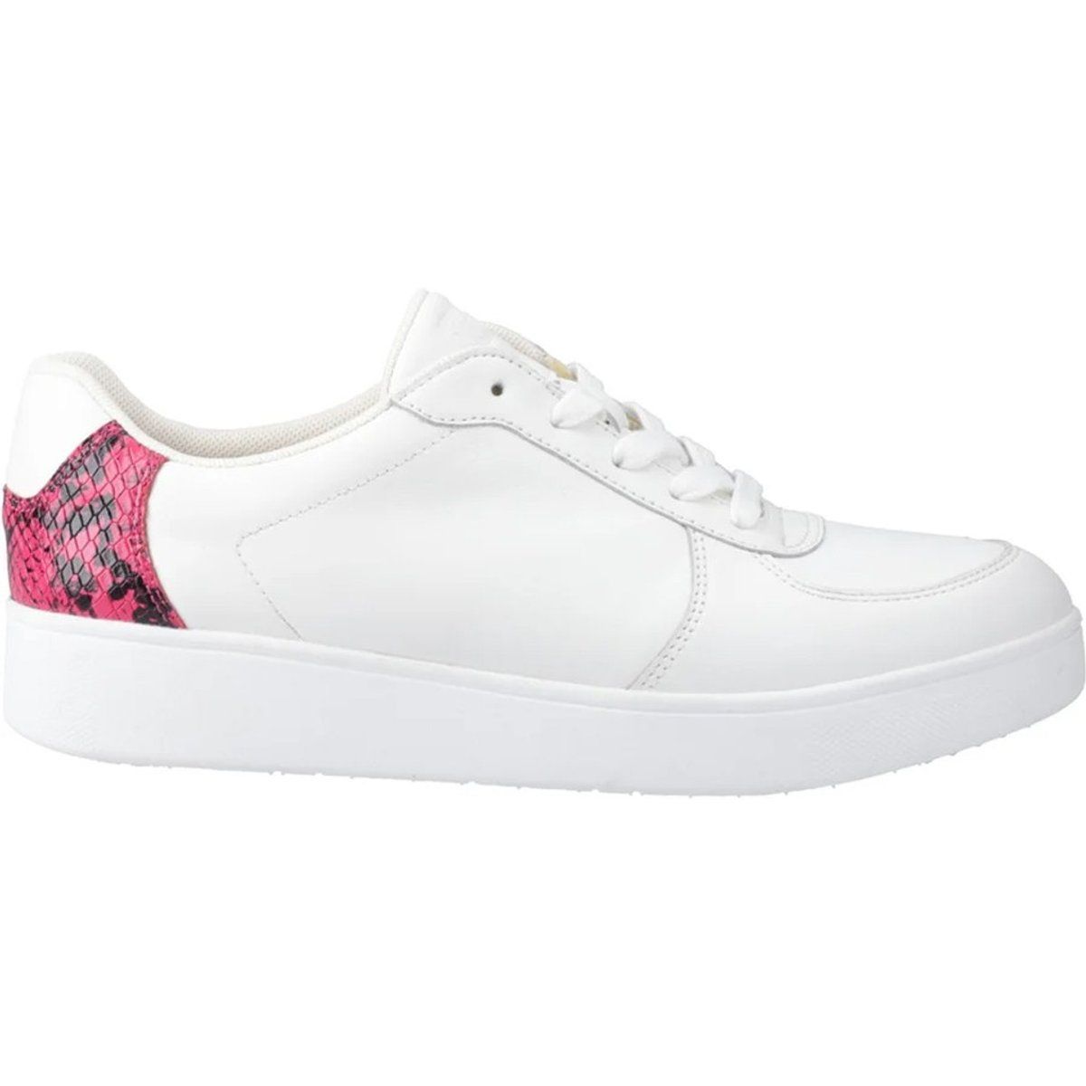 FitFlop - Damen Sneaker, Schlangenmuster, Leder (Weiß/Himbeere)