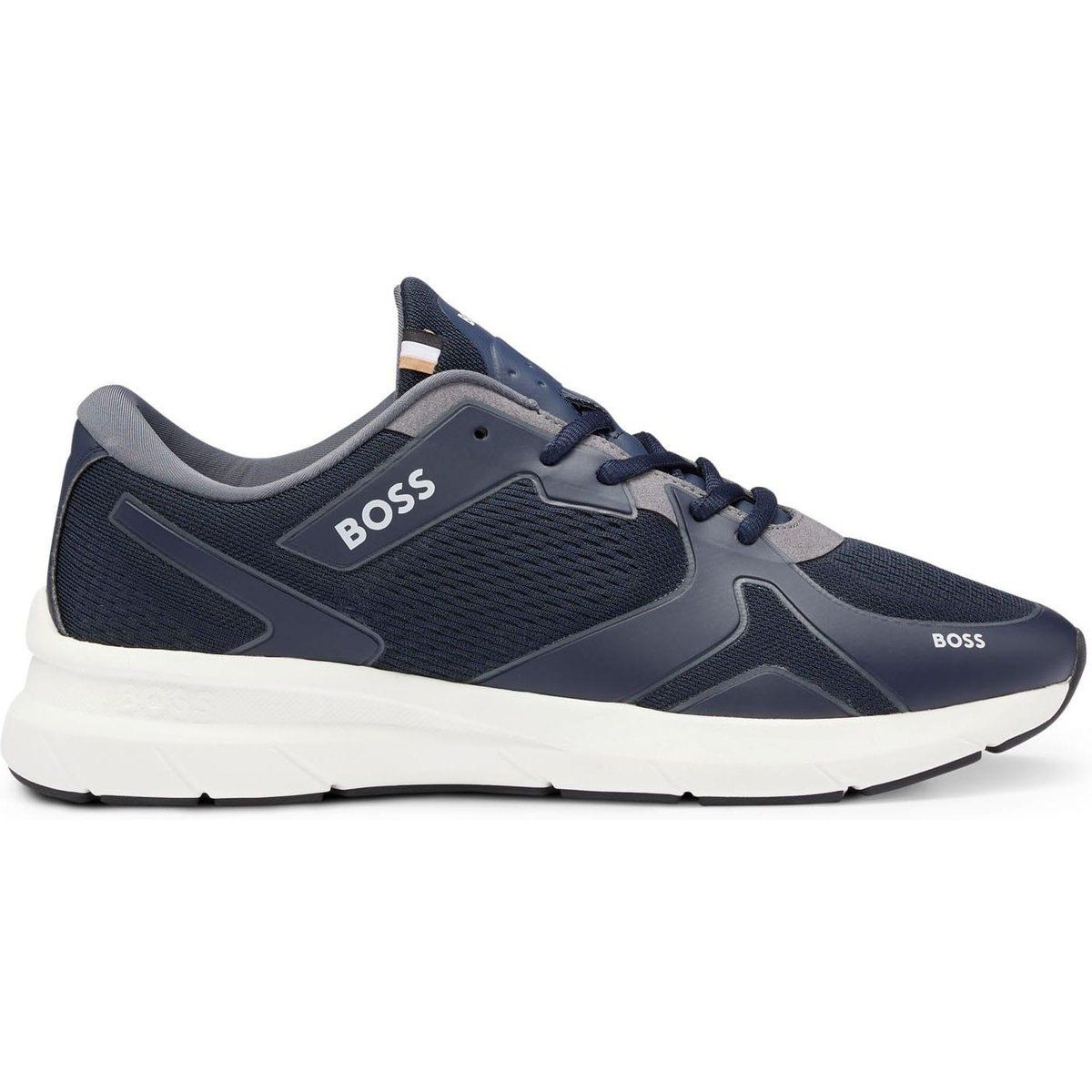 Marineblaue und graue Lauf-Sneakers