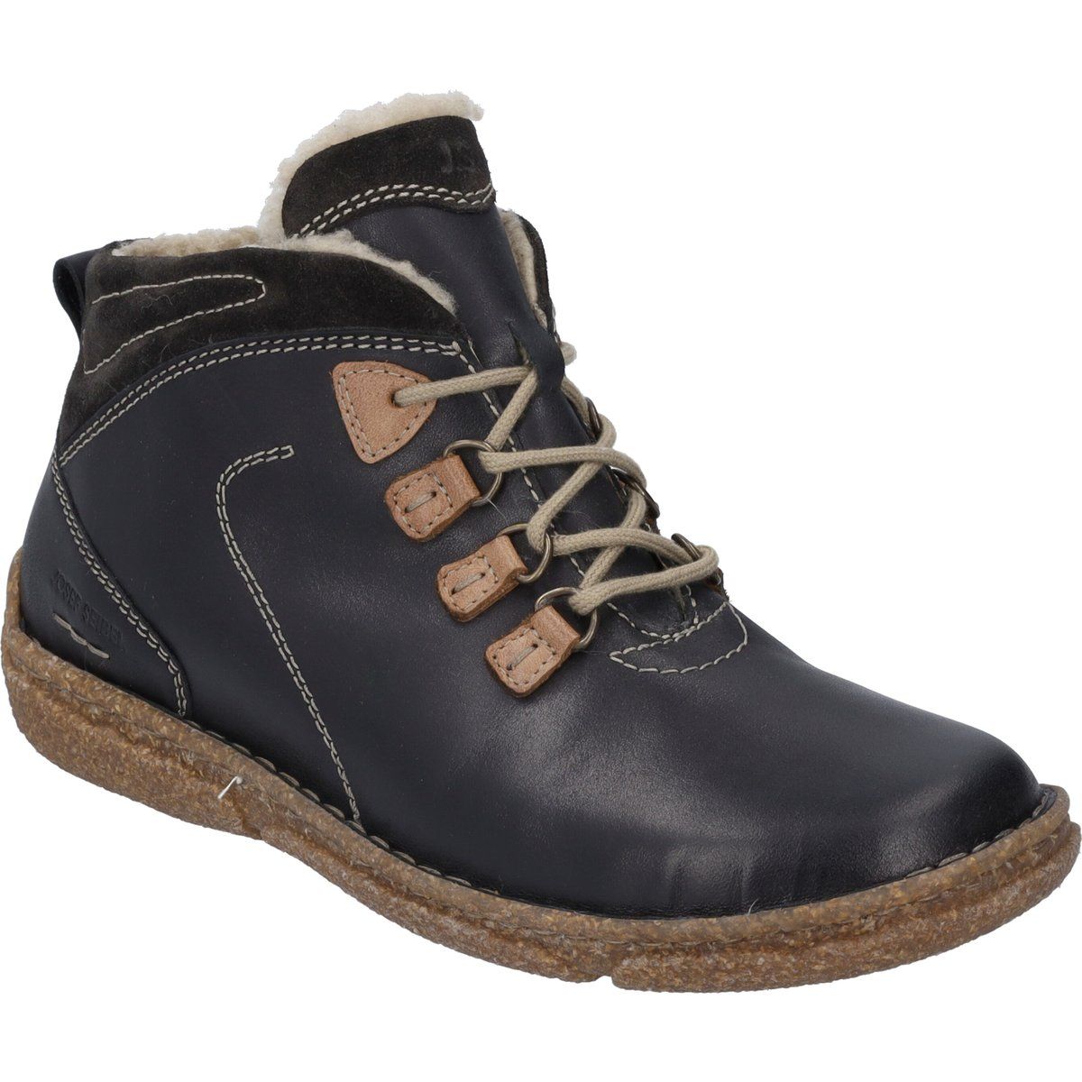 Stiefelette aus Leder mit Faux-Fur-Futter