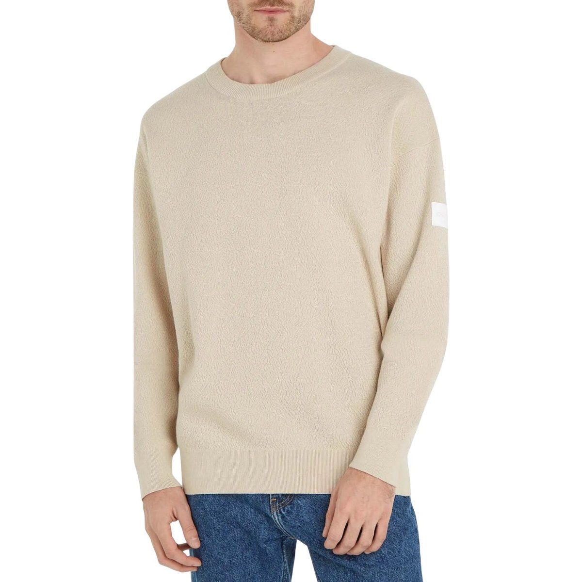 Herren Sweatshirt mit Strukturmuster und Rundhalsausschnitt