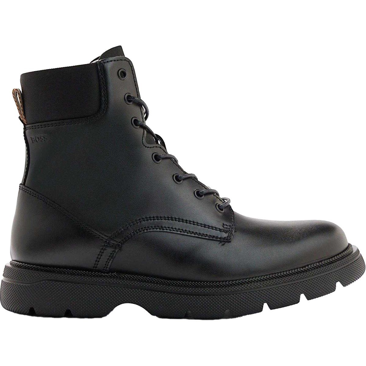 Schwarze Leder-Schnürstiefeletten
