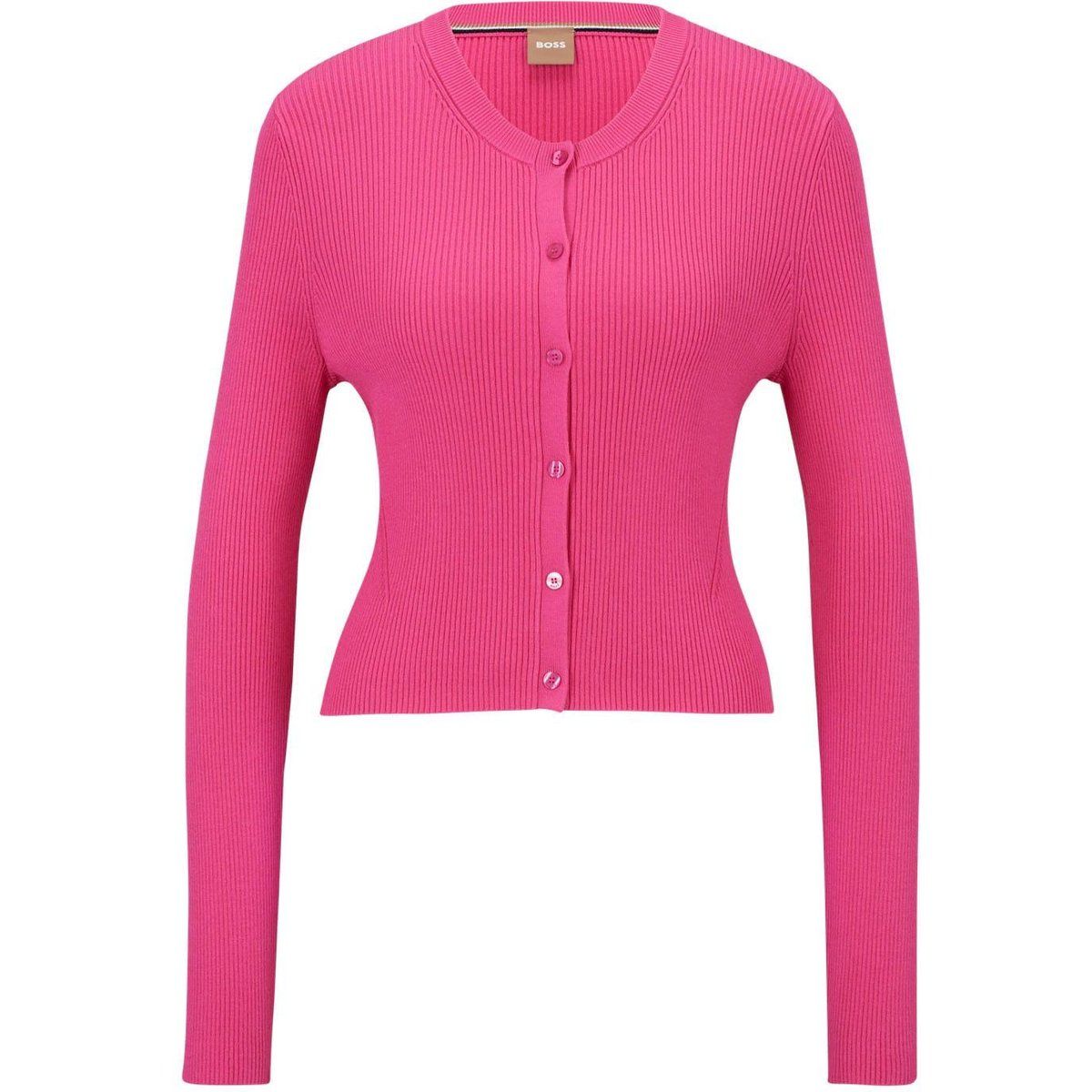 Gerippte Strickjacke mit Knopfleiste