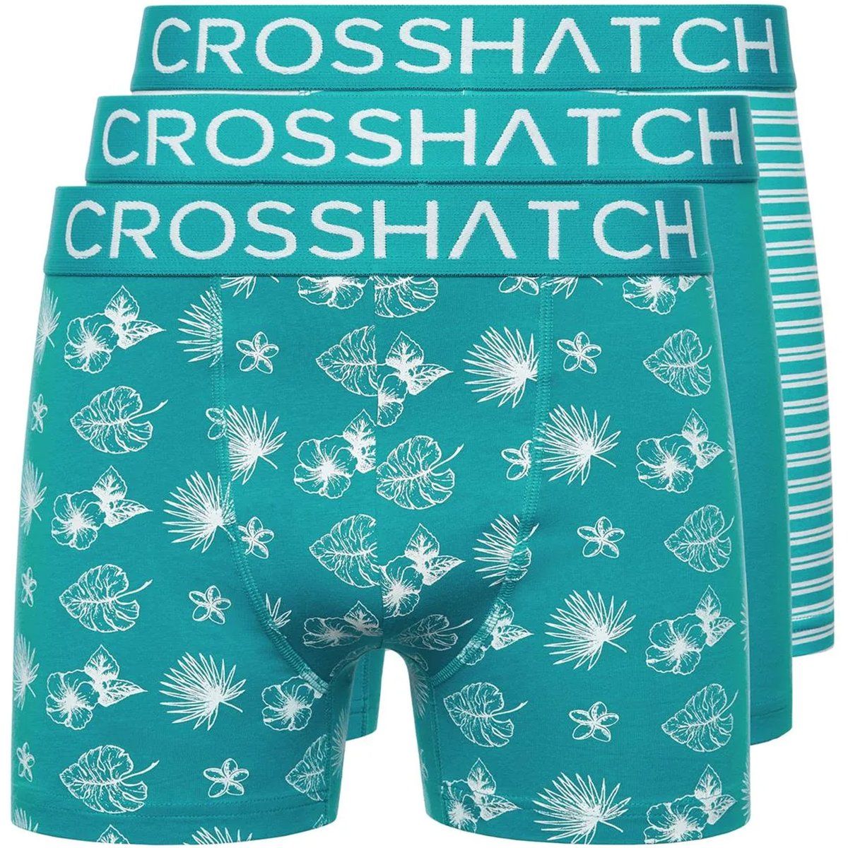 Crosshatch - "Hovland" Boxershorts für Herren (3er-Pack) (Tropisches Grün)