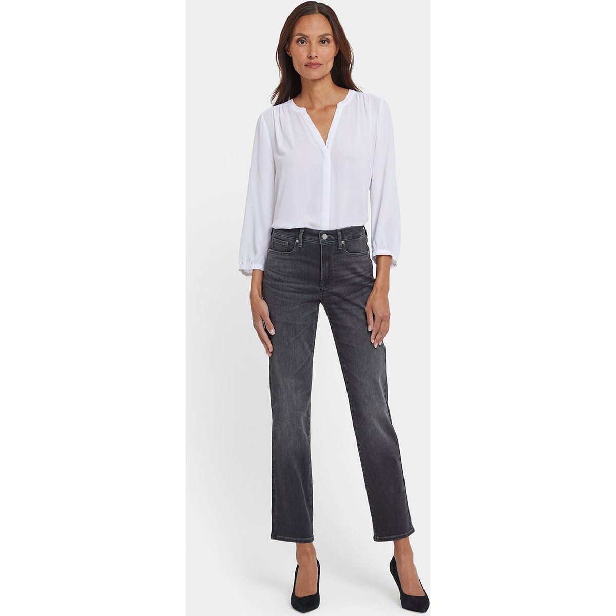 Schlanke Jeans mit geradem Bein und hoher Taille