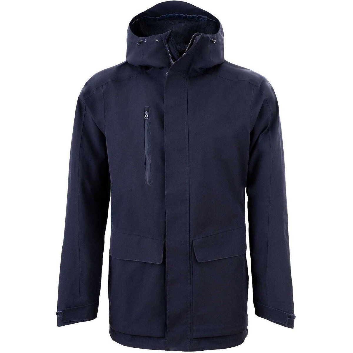 Marineblaue wasserdichte Outdoor-Jacke mit Kapuze