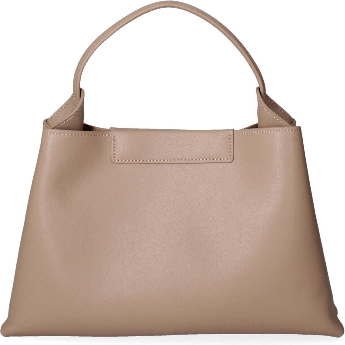 Strukturierte Schultertasche aus taupefarbenem Leder