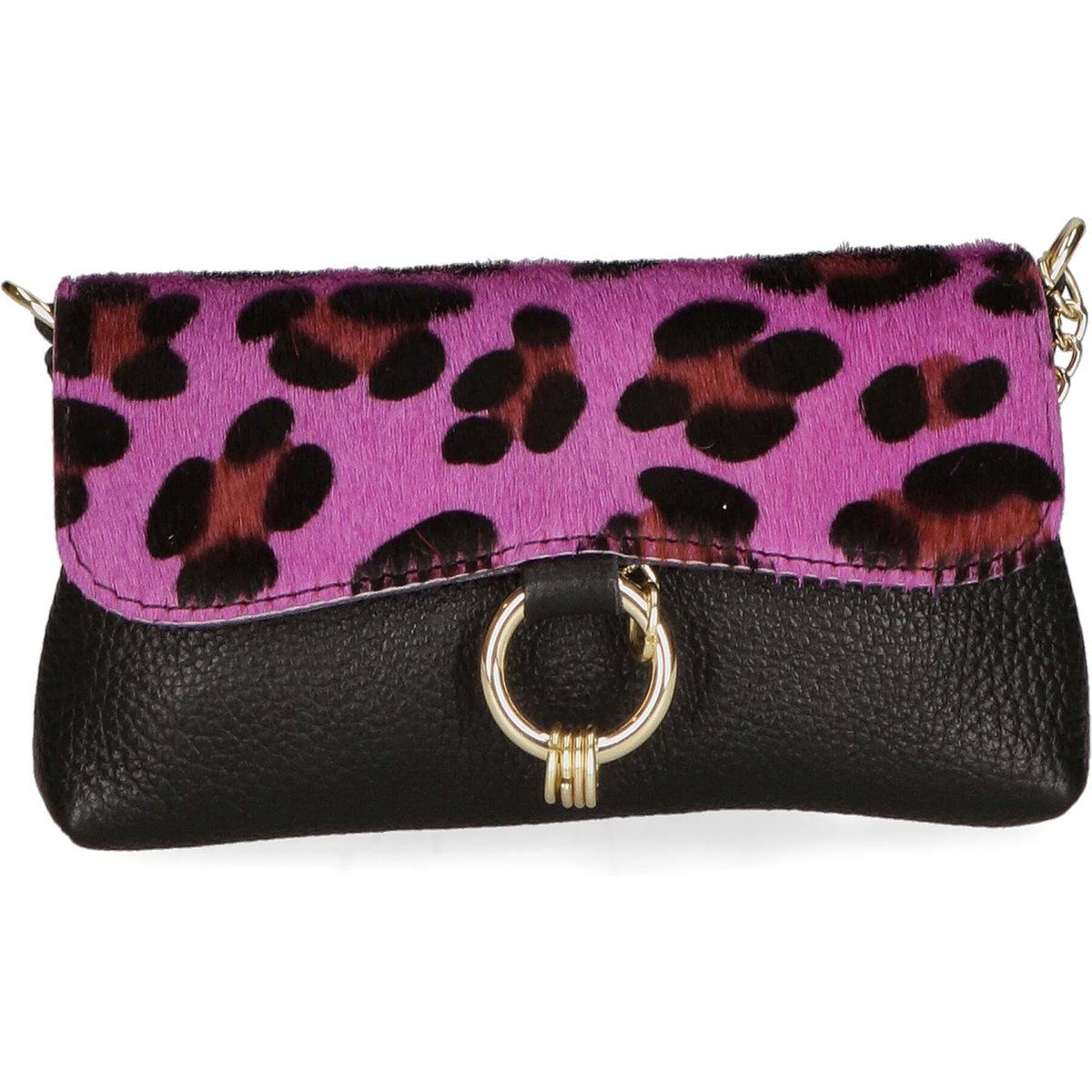Clutch Handtasche aus Leder mit Animal Print