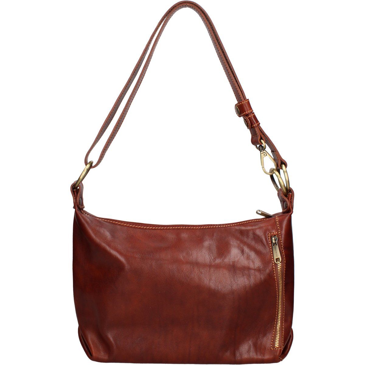 Leder Schultertasche mit Reißverschlussdetail