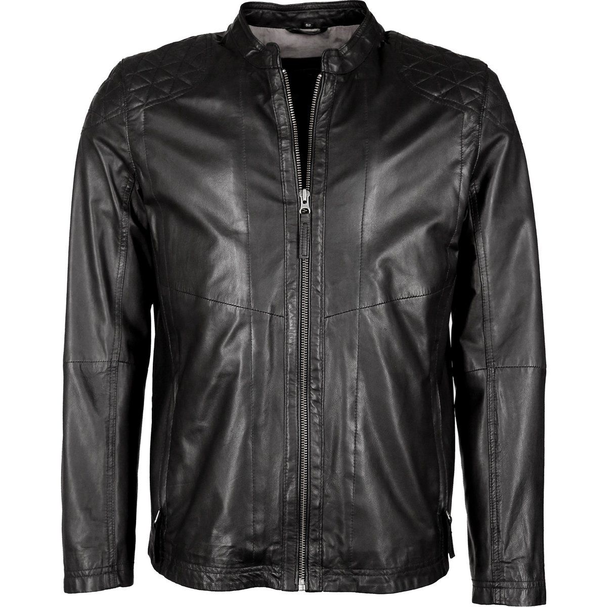 Schwarze Herren Lederjacke im Biker-Stil