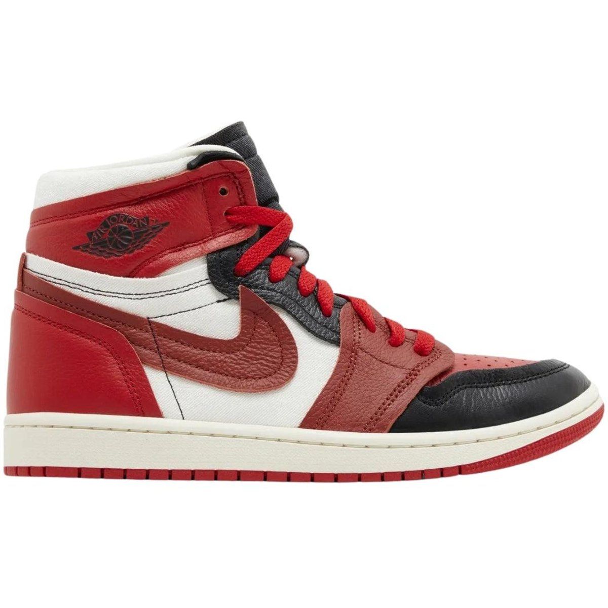 Nike - "Air Jordan 1" Sneaker für Damen, Leder (Rot/Weiß/Schwarz)