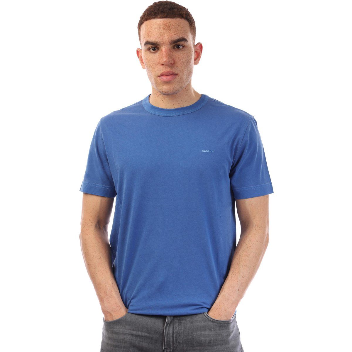 Klassisches einfarbiges T-Shirt mit Rundhalsausschnitt