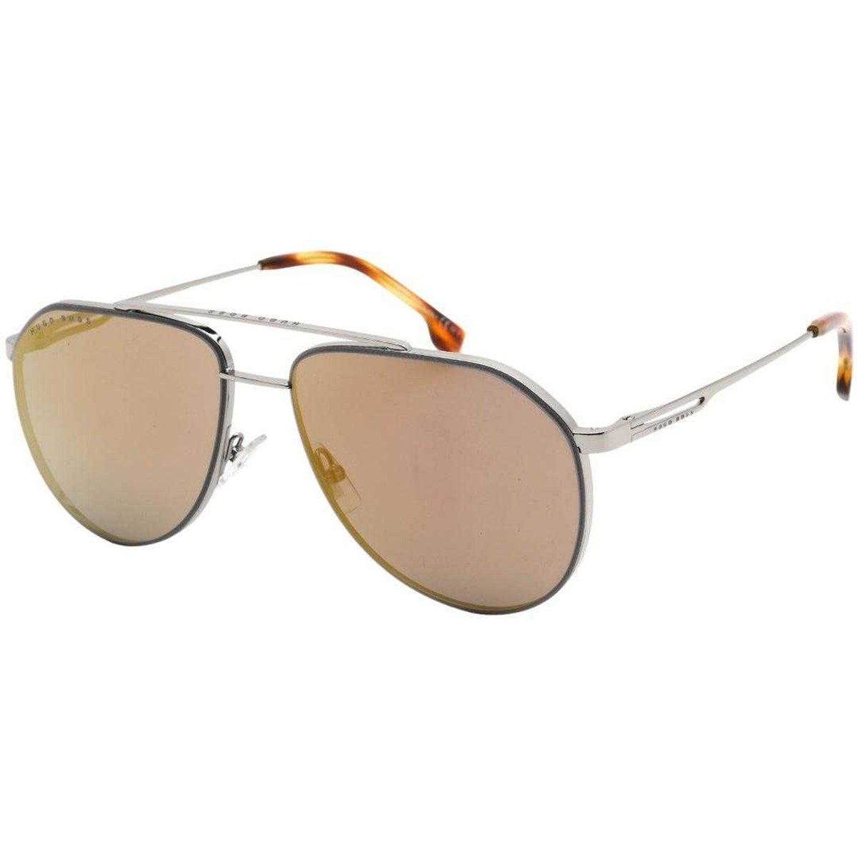 Silberne Pilotenbrille mit braunen Gläsern