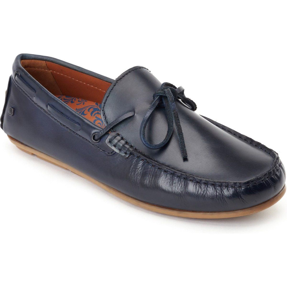 Base London Brooks Leder Herren Marineblaue Standard Slipper