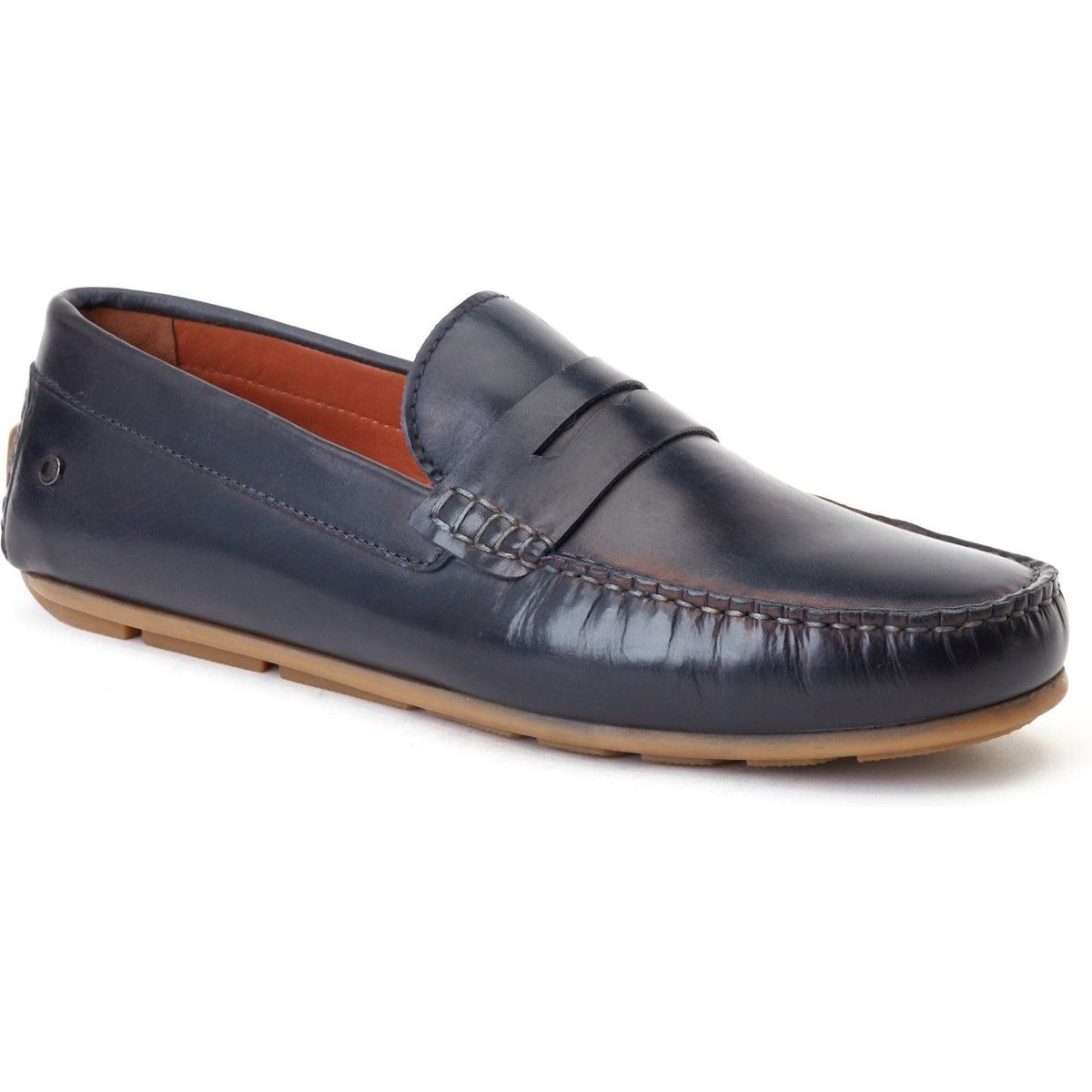 Base London Collins Leder Herren Navy Standard Slipper