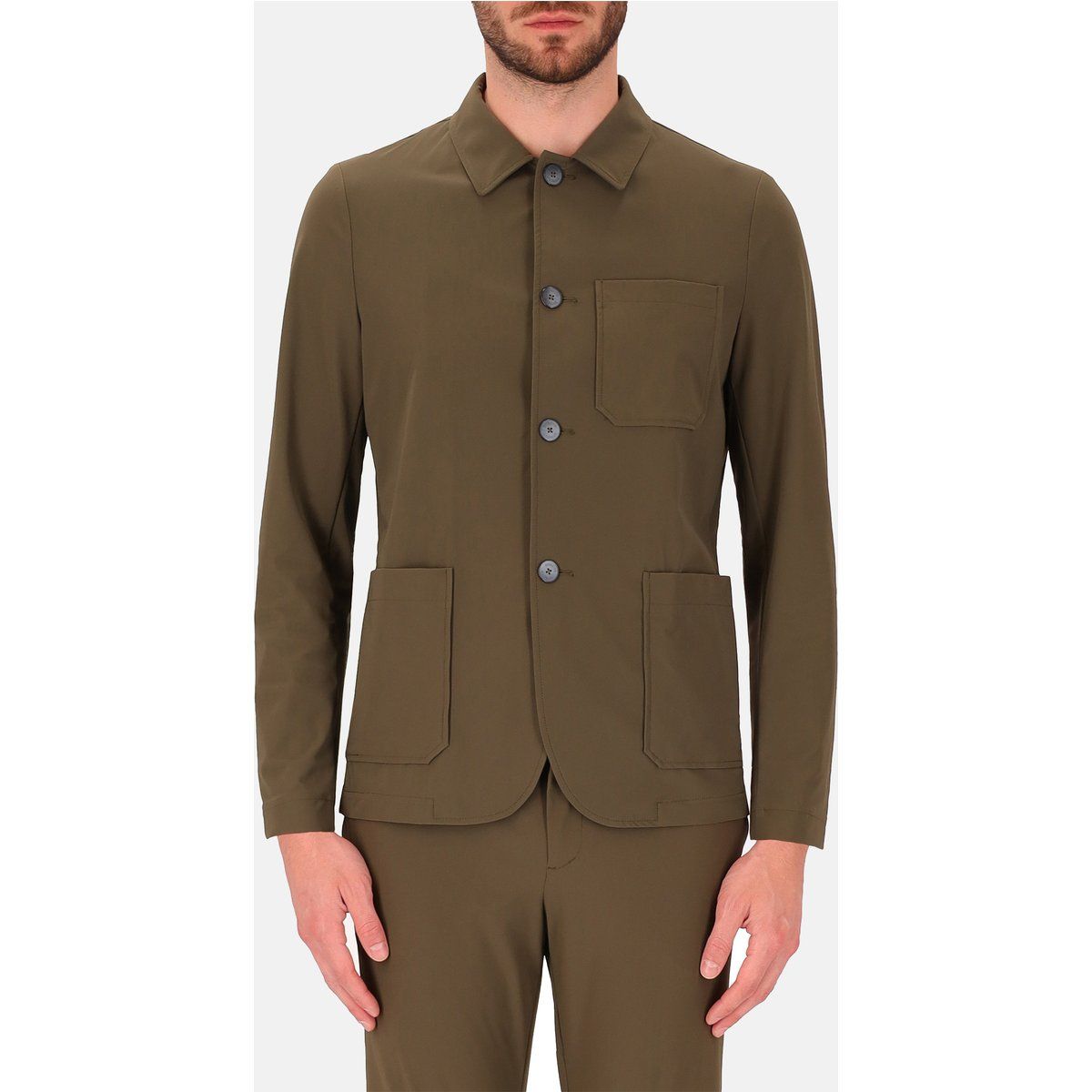Olivgrüne Stretch Hemdjacke